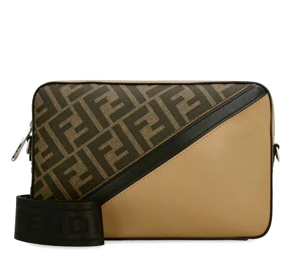 FENDI VITELLO FF 1974 DIAGONAL BI-COLOR CAMERA BAG