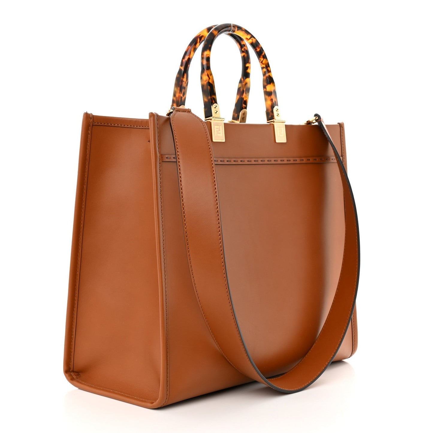 FENDI CALFSKIN LEATHER MEDIUM FENDI SUNSHINE TOTE BAG