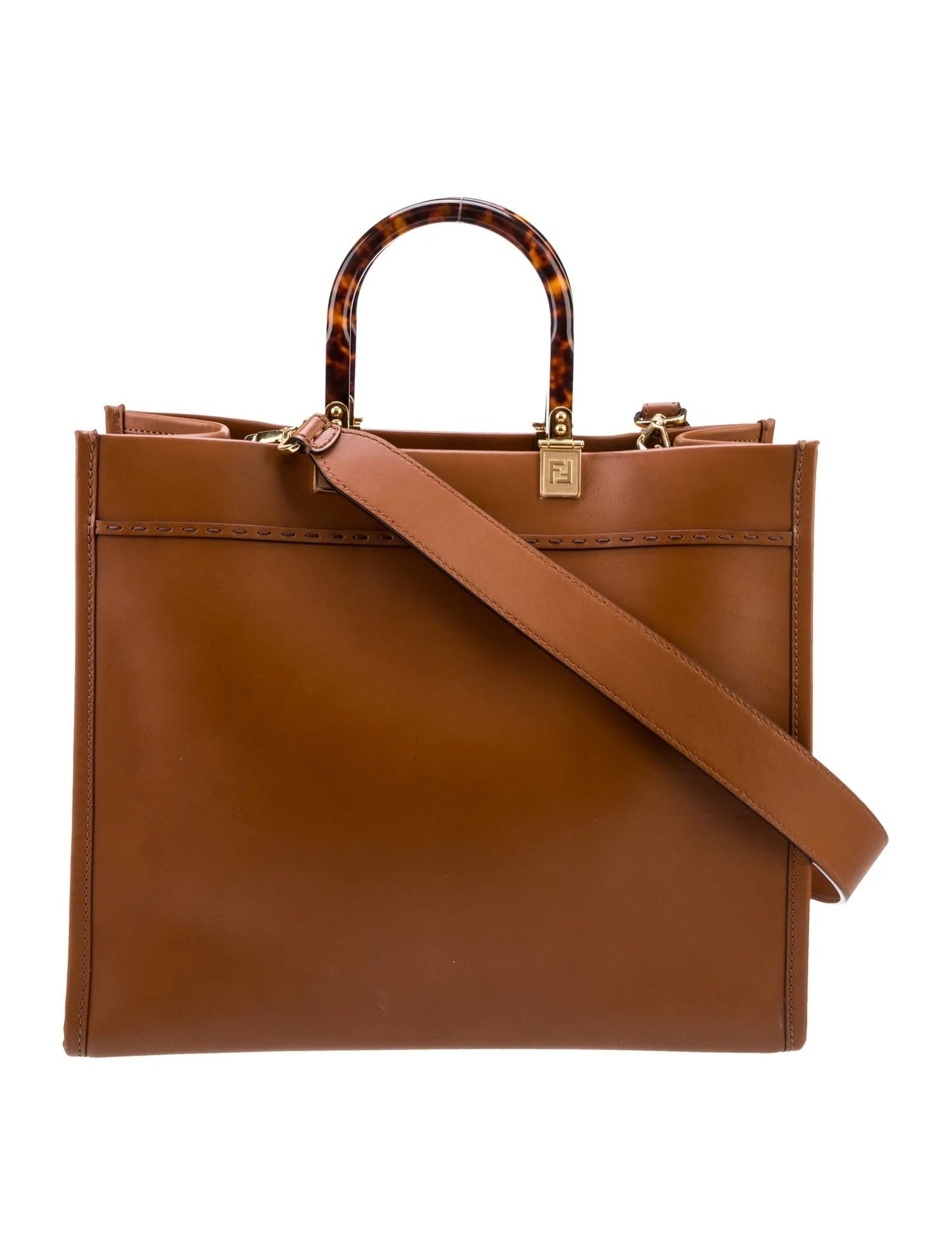 FENDI CALFSKIN LEATHER MEDIUM FENDI SUNSHINE TOTE BAG