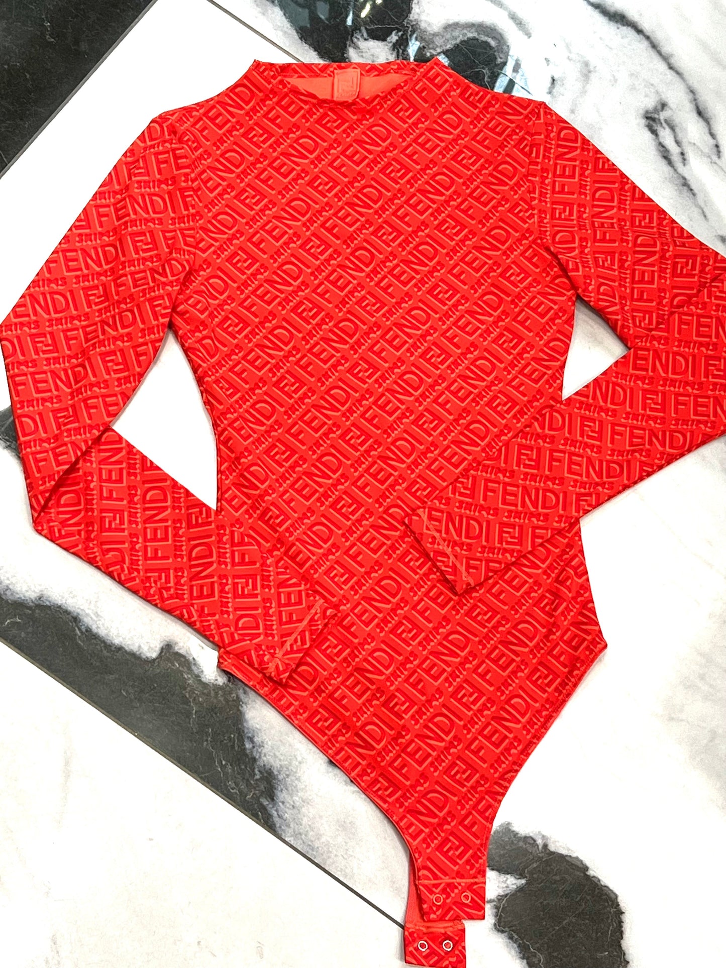 FENDI X SKIMS LONG SLEEVS BODYSUIT