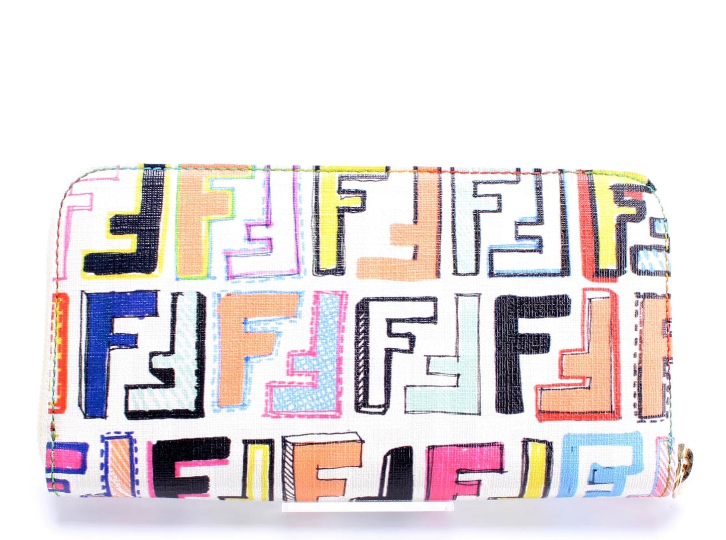 FENDI ZUCCHINO SPALMATI FF MULTICOLOR ZIP-AROUND WALLET
