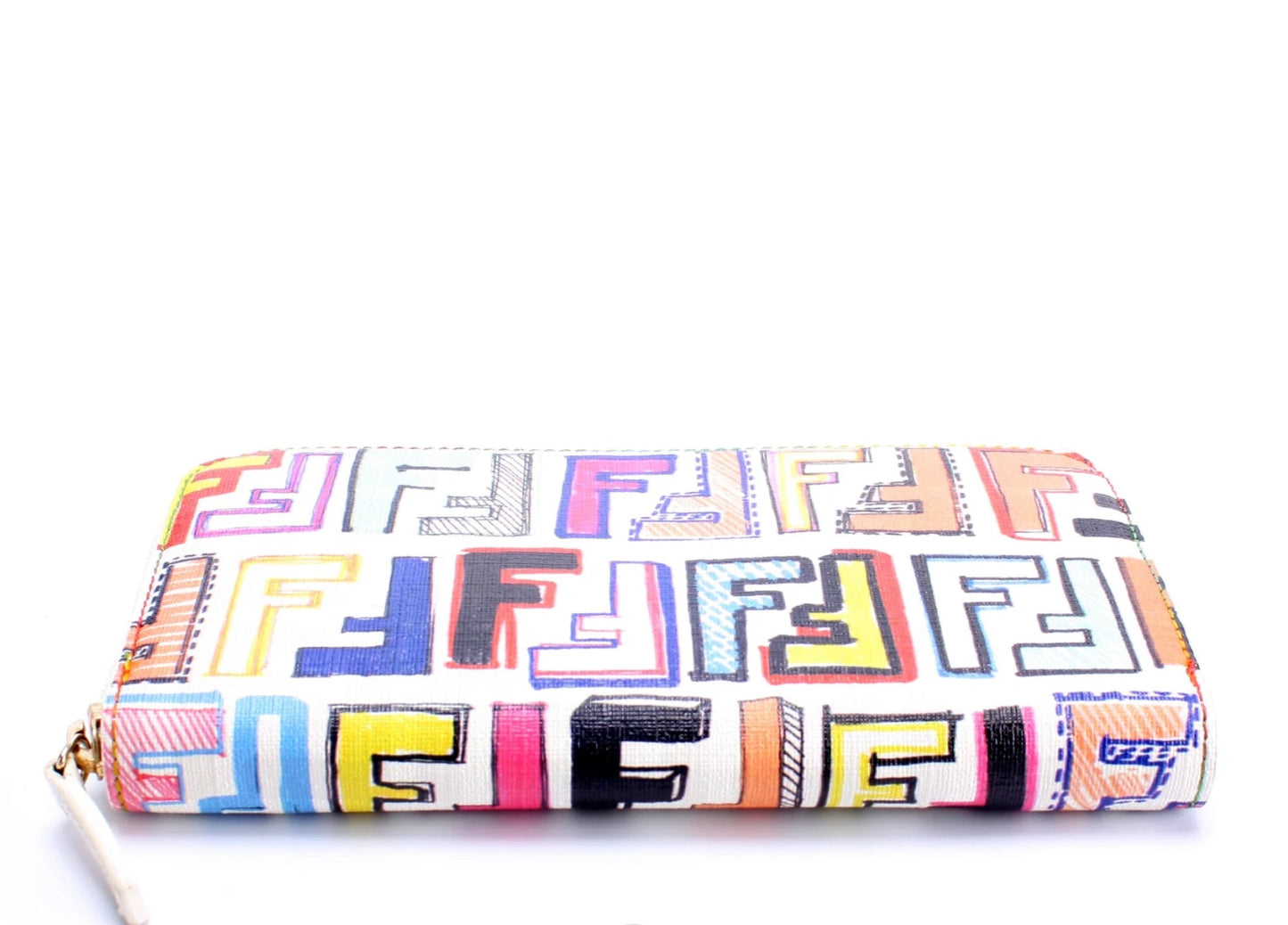 FENDI ZUCCHINO SPALMATI FF MULTICOLOR ZIP-AROUND WALLET