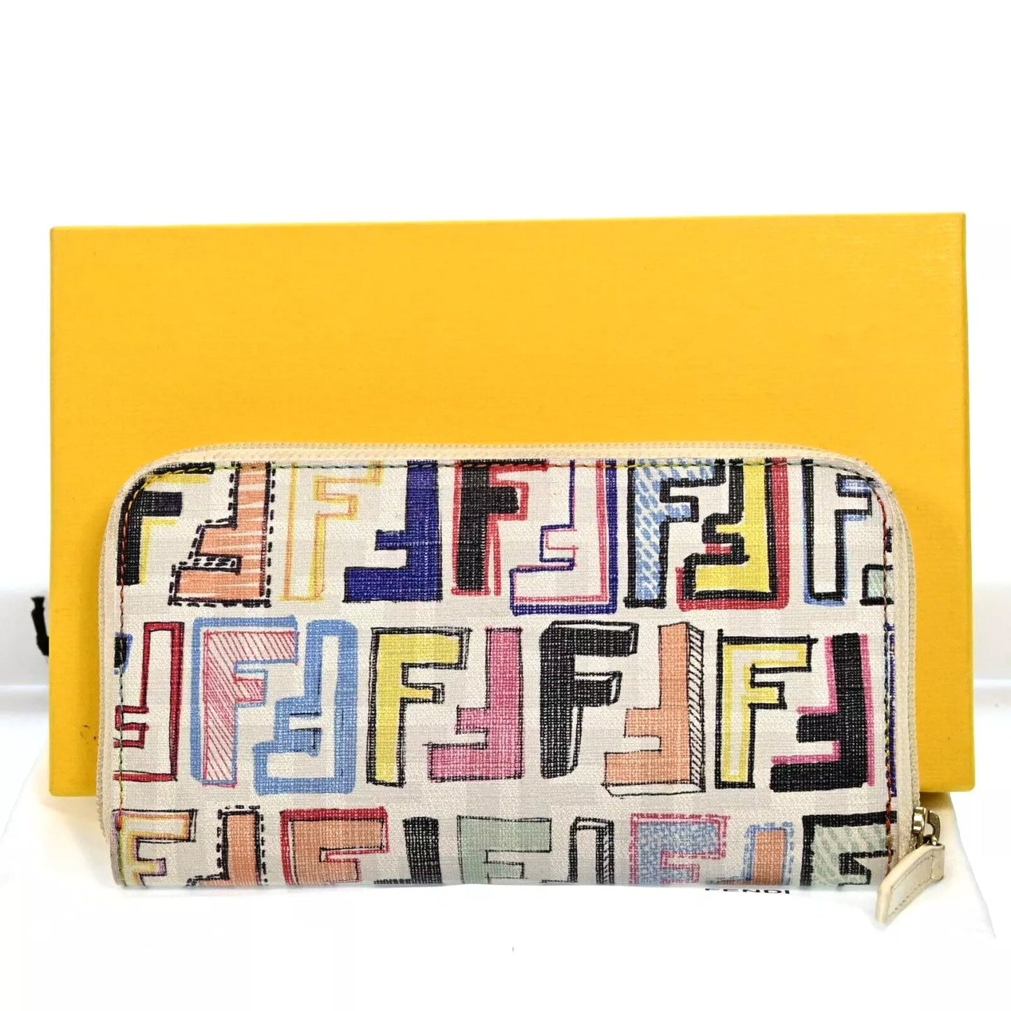 FENDI ZUCCHINO SPALMATI FF MULTICOLOR ZIP-AROUND WALLET