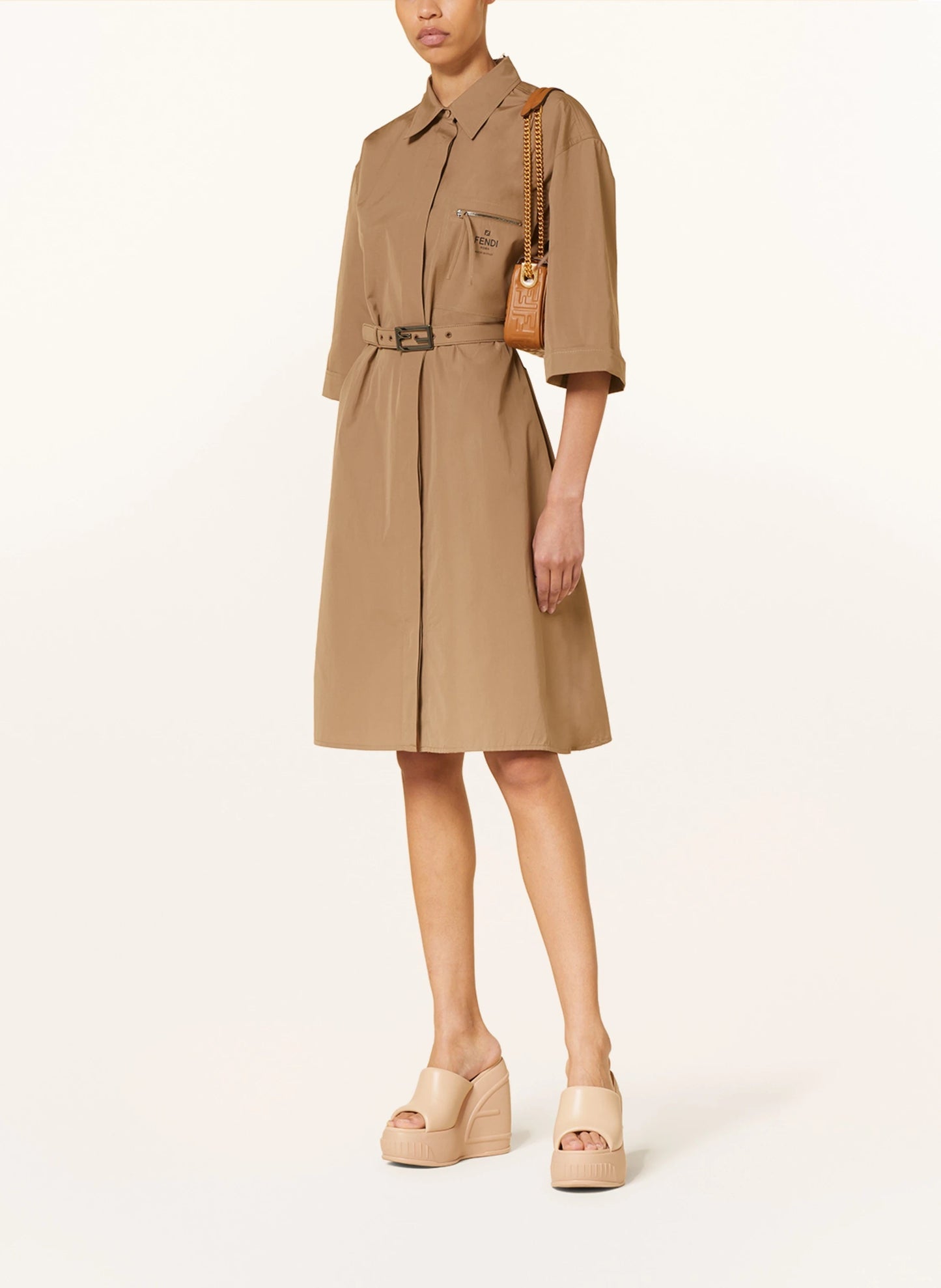 FENDI COTTON BELTED SHIRT DRESS