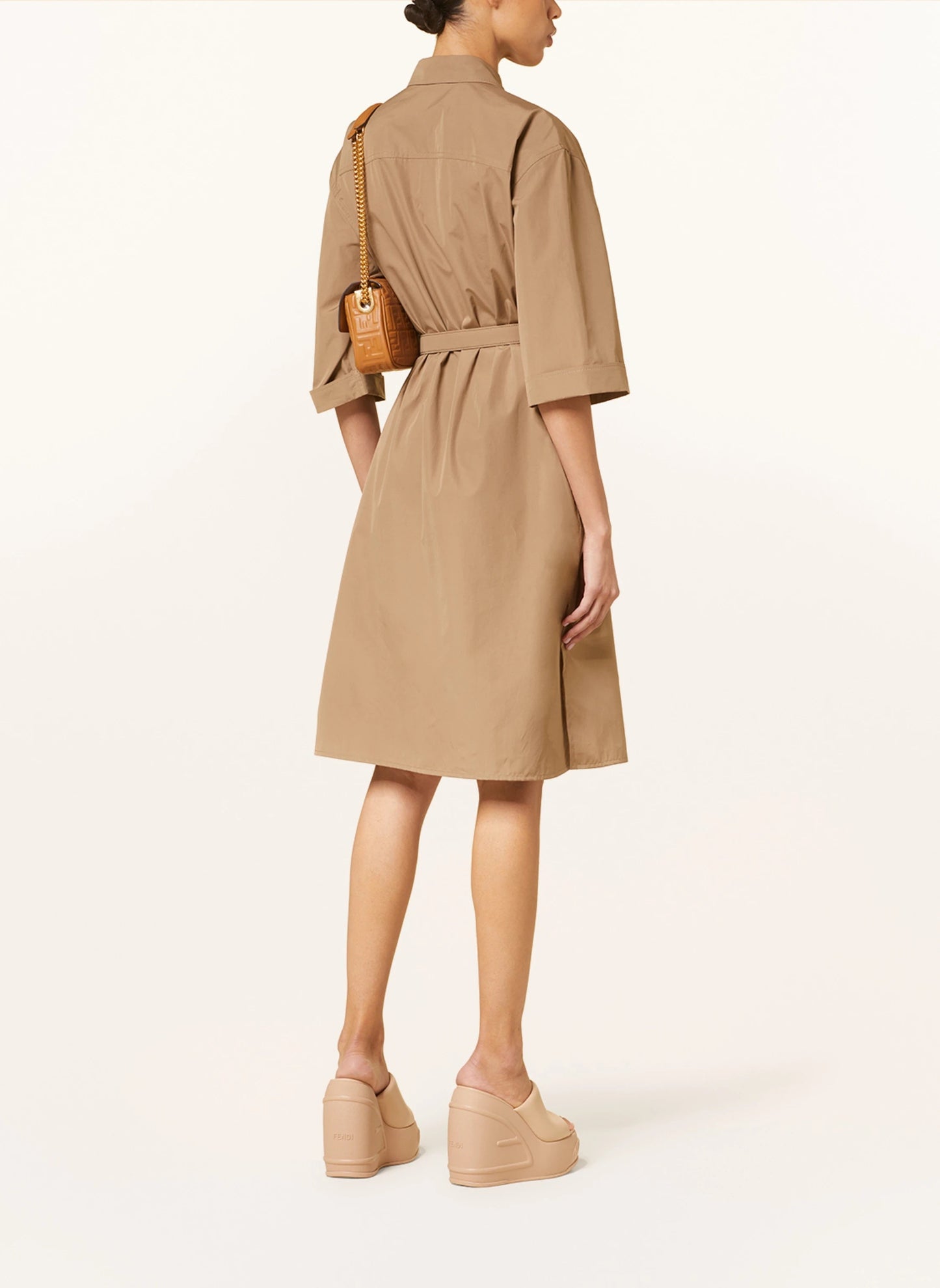 FENDI COTTON BELTED SHIRT DRESS