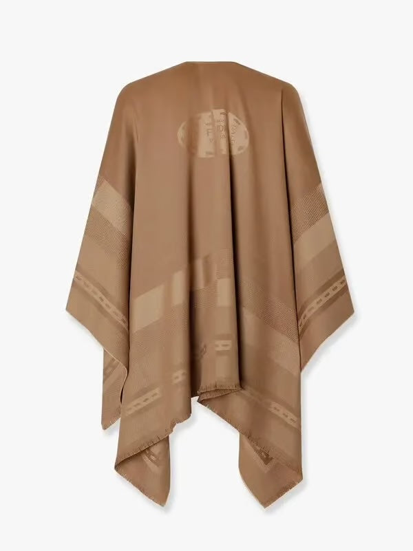 FENDI SELLERIA WOOL CASHMERE BLEND PONCHO