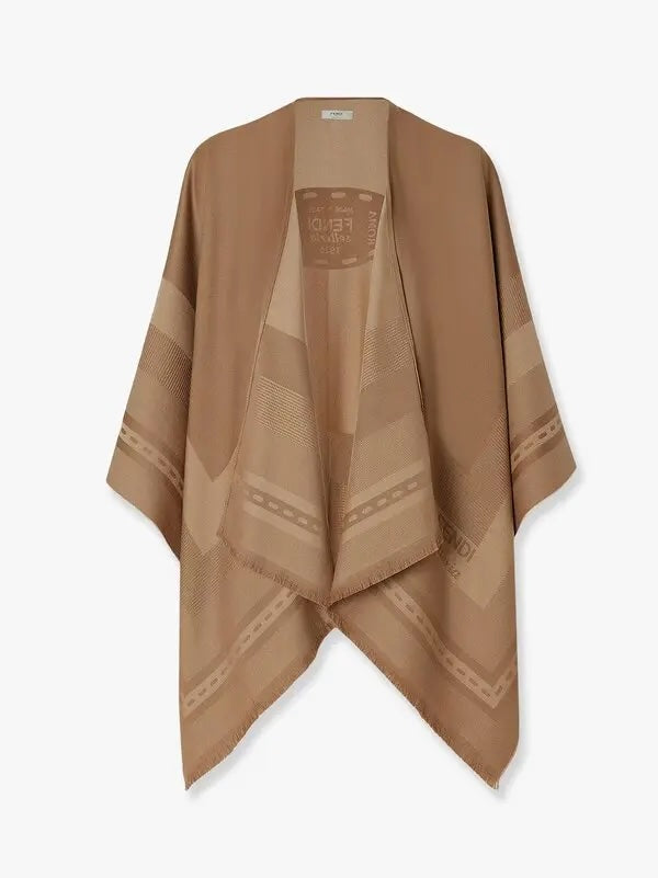 FENDI SELLERIA WOOL CASHMERE BLEND PONCHO