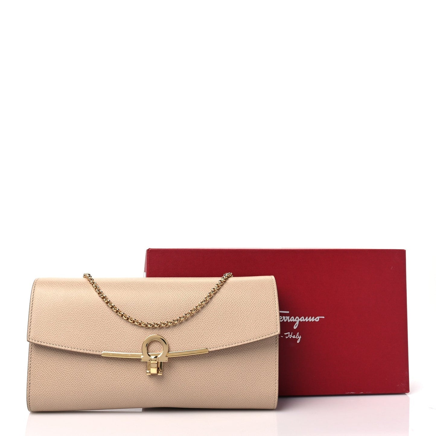 SALVATORE FERRAGAMO MINI GANCINI LEATHER CHAIN BAG