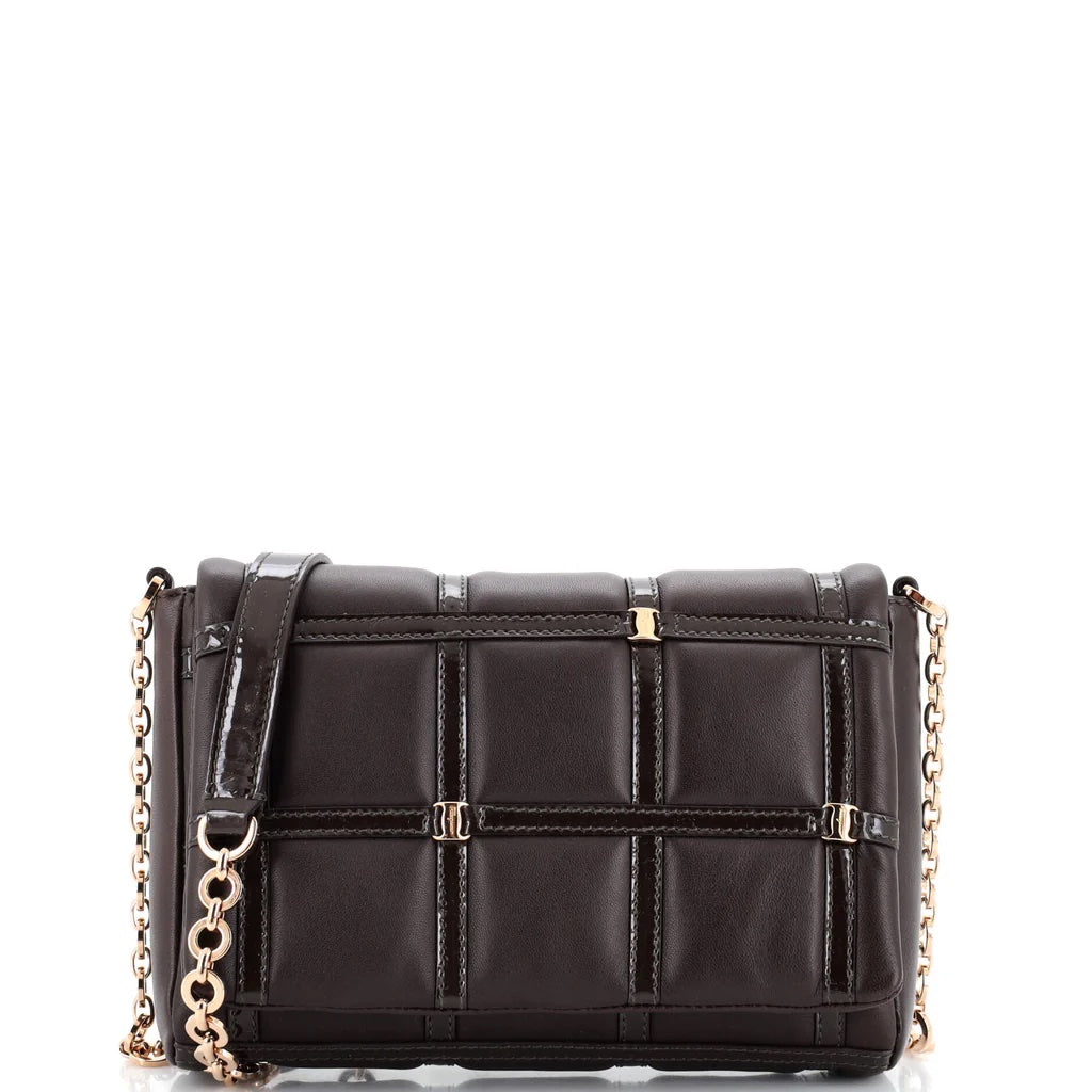 SALVATORE FERRAGAMO VARA QUILTED SOFT LEATHER CHAIN CROSSBODY BAG