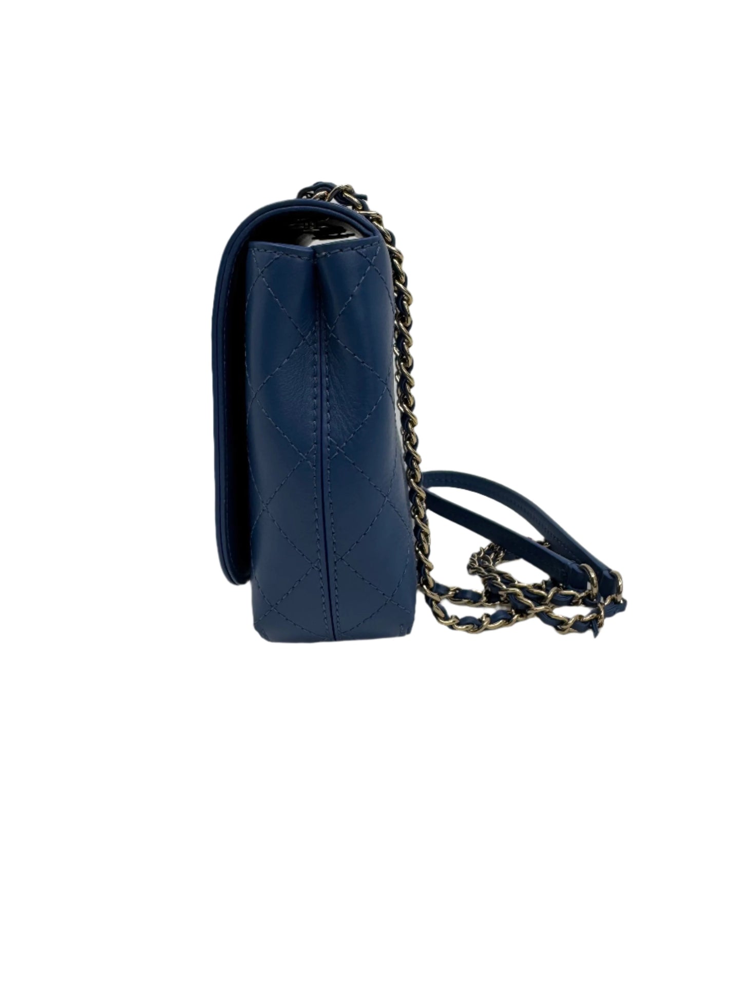 Chanel Blue Calfskin Small Covered CC Flap Bag
