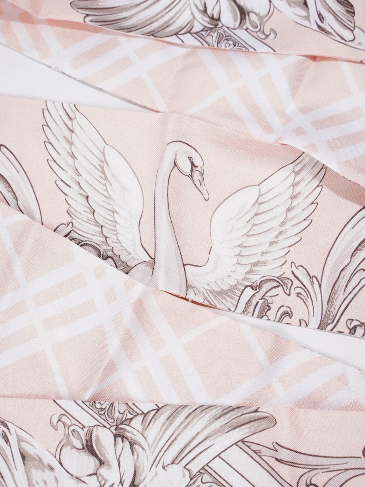 Burberry Garden Statues Skinny Scarf Alabaster Pink Silk 180cm x 8cm