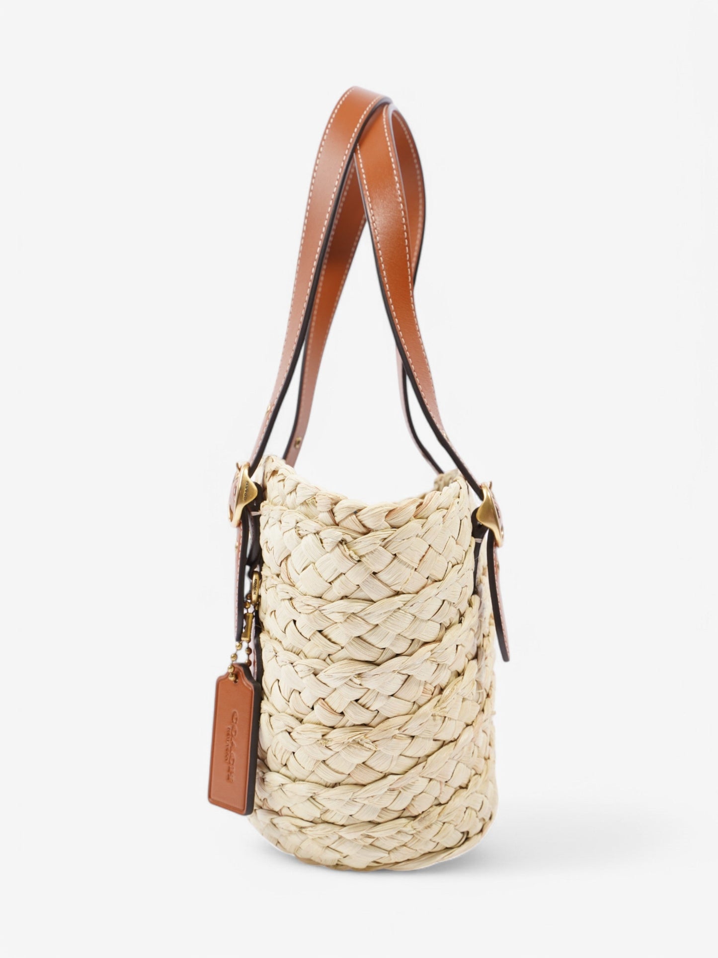 Coach Structured Straw Tote 16 Brown Raffia