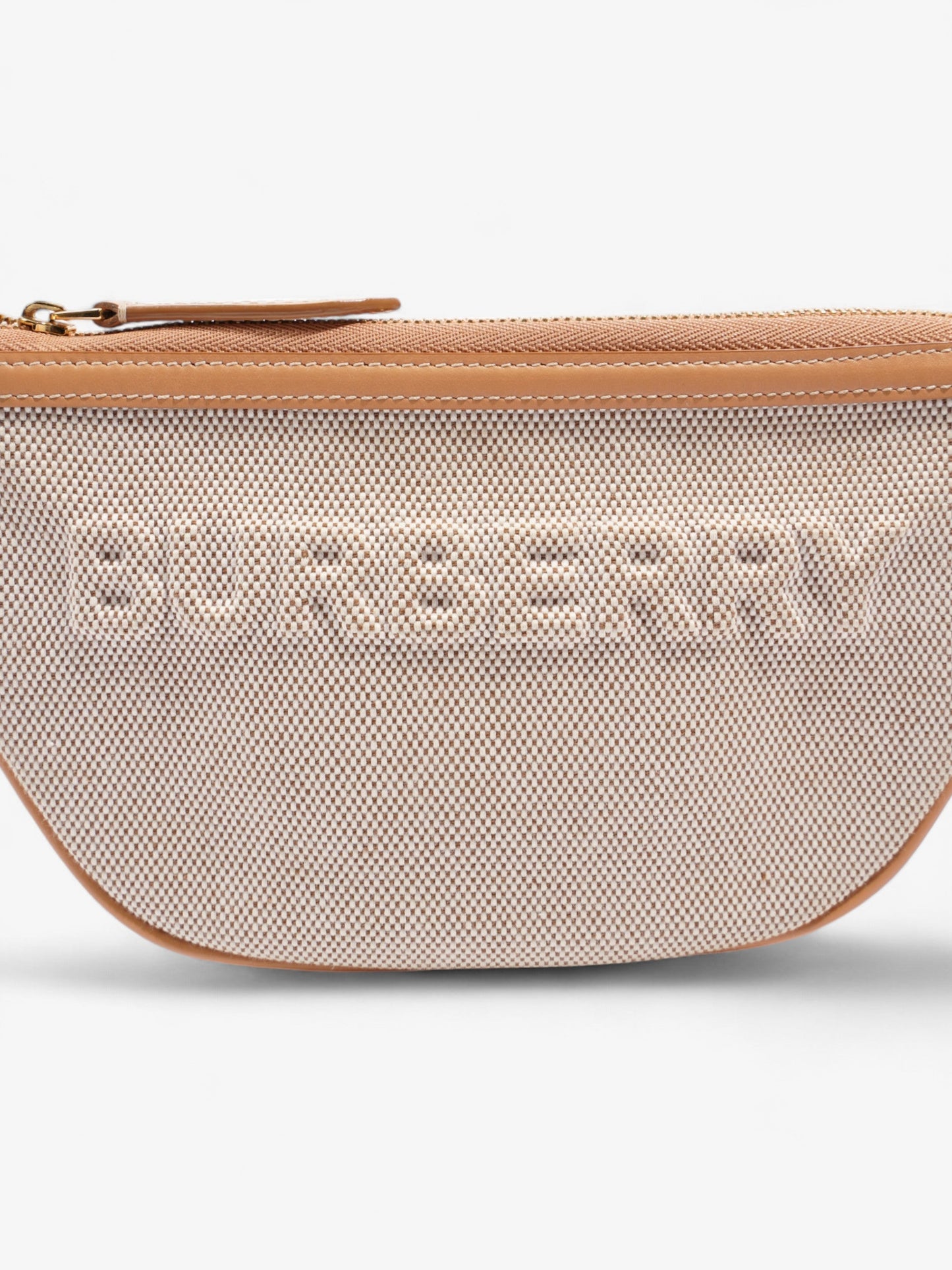 Burberry Olympia Logo Shoulder Bag Beige Cotton