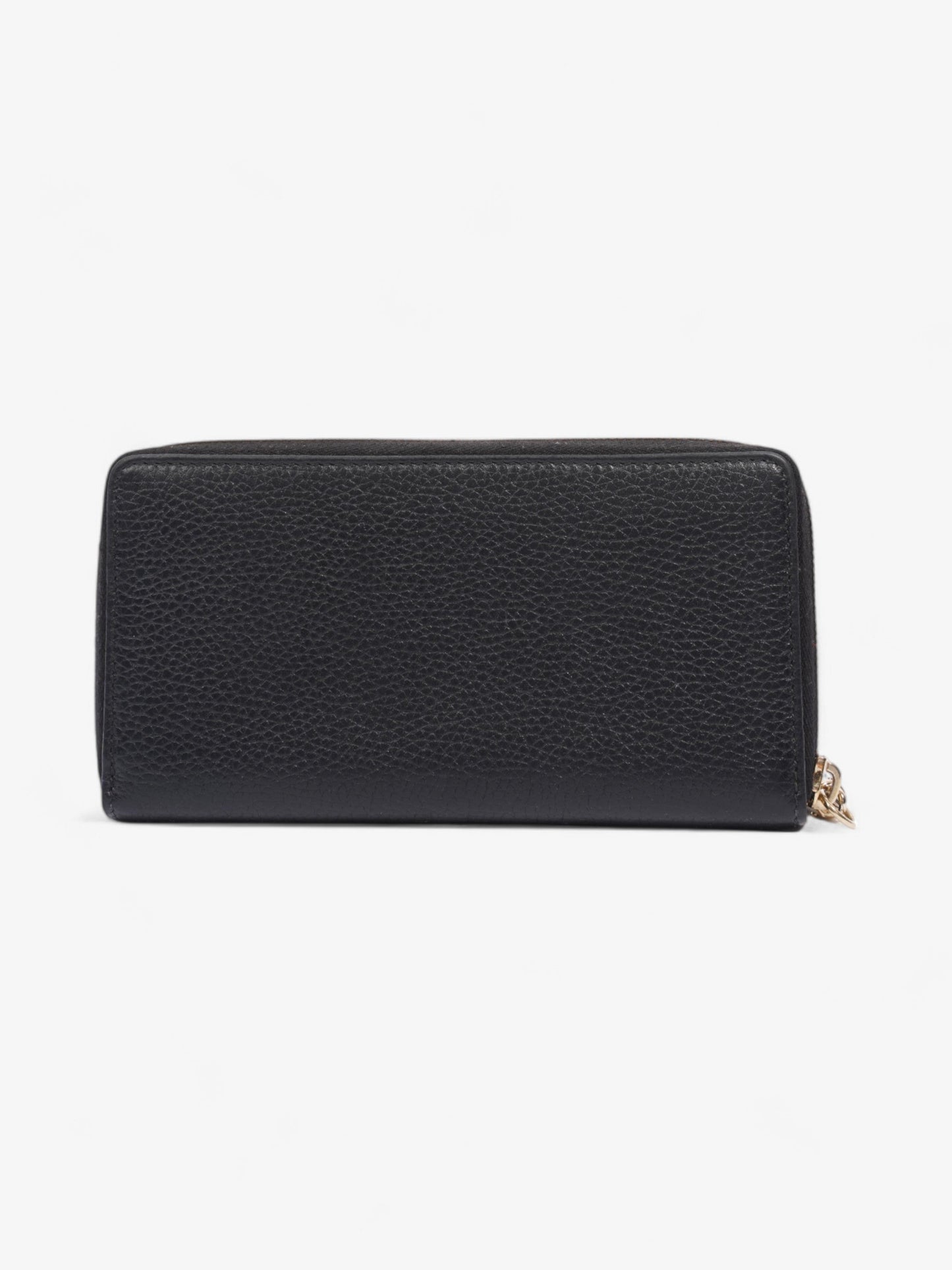 Gucci Soho Interlocking G Tassel Round Long Wallet Black / Light Gold Leather