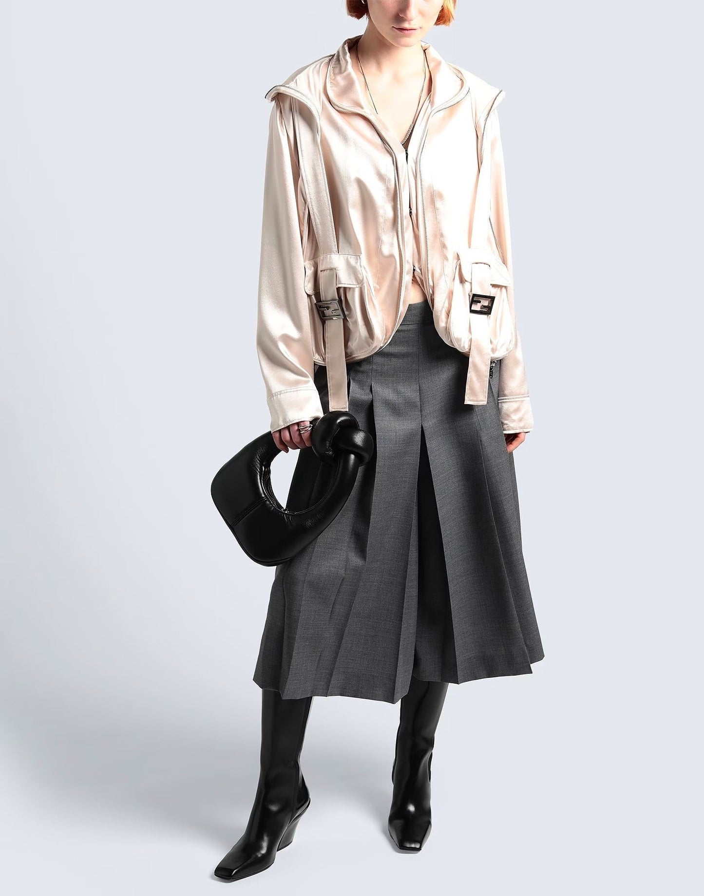 FENDI FF BUCKLE ZIPPED OVERSIZED JACKET
