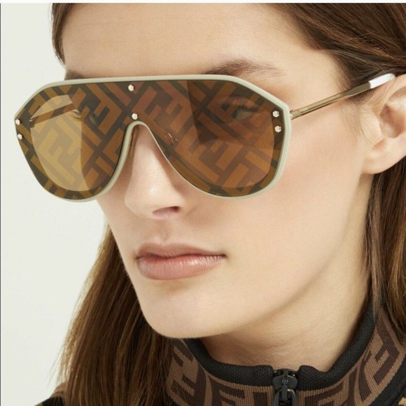 FENDI FF PATTERNED MASK UNISEX SUNGLASSES