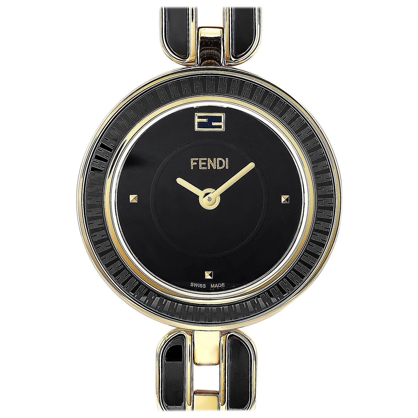 FENDI MY WAY GOLD-TONE BLACK CERAMIC WATCH