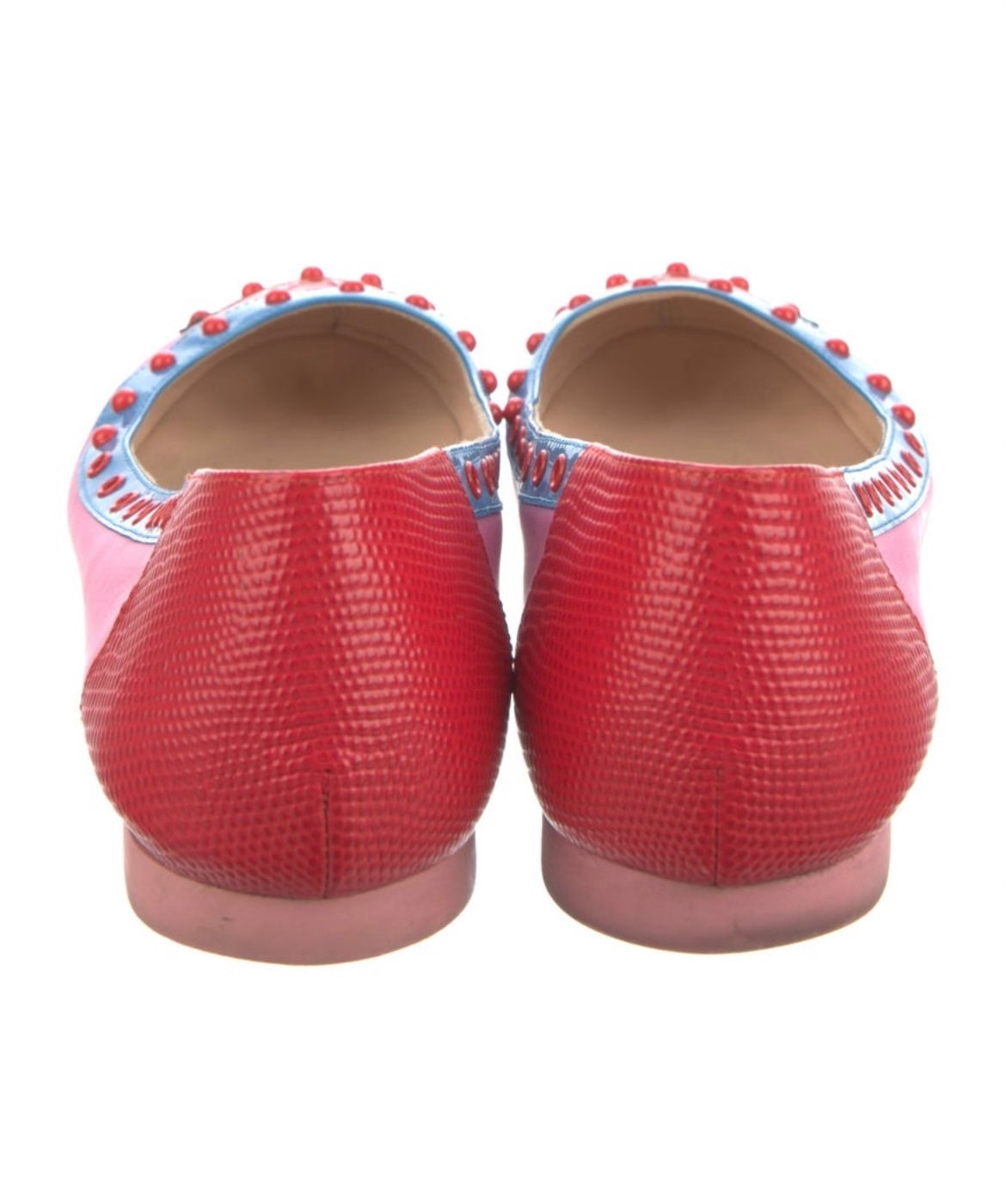 FENDI MONSTER BUG EYES STUDDED LEATHER BALLET FLATS
