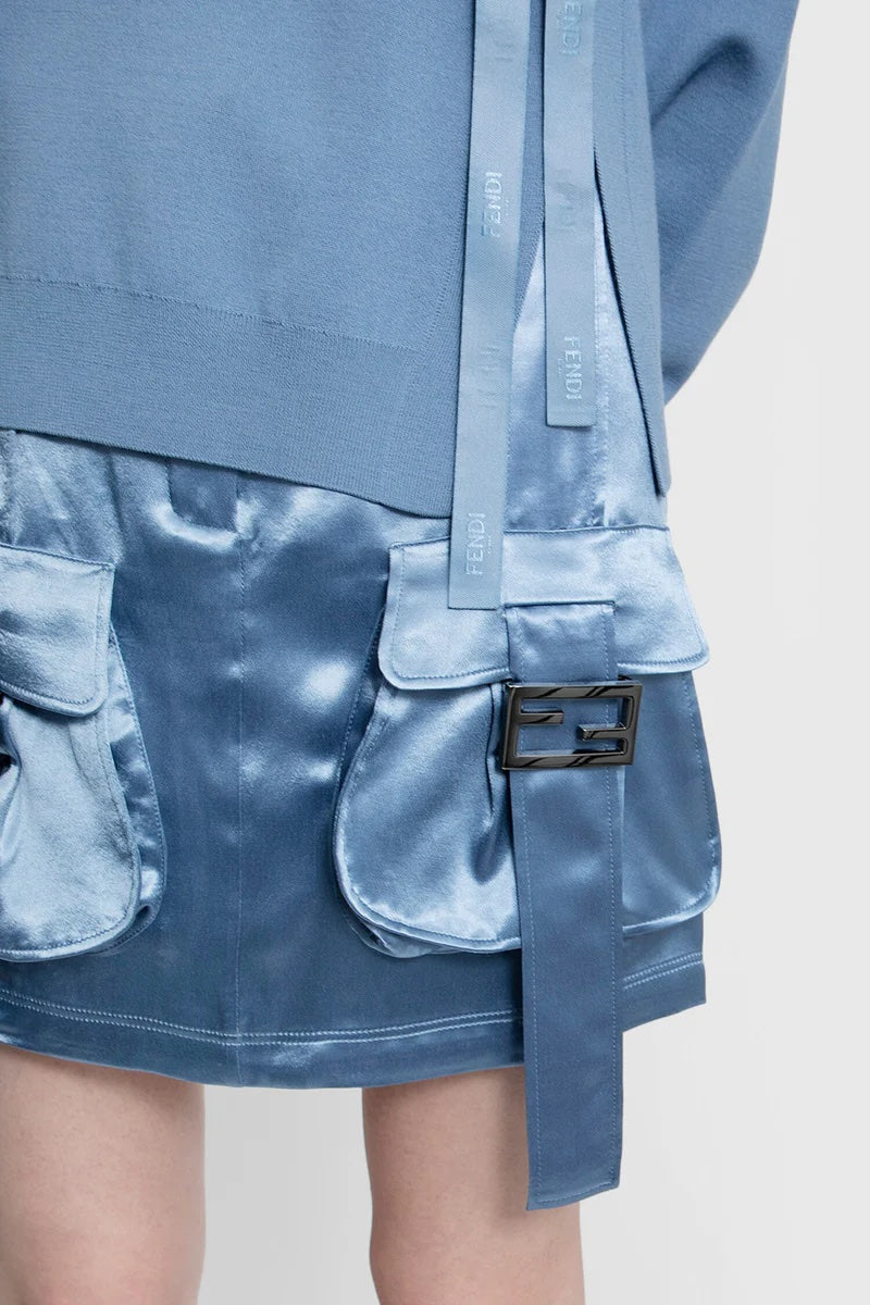 FENDI FF SATIN BUCKLE SKIRT
