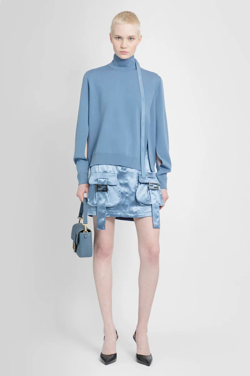 FENDI FF SATIN BUCKLE SKIRT