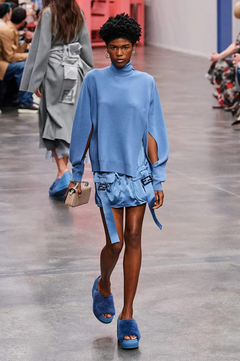 FENDI FF SATIN BUCKLE SKIRT
