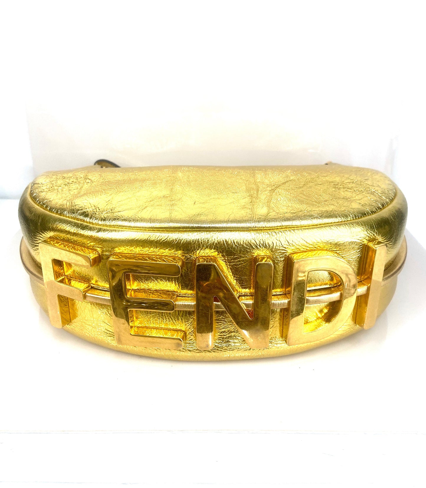 FENDI SMALL FENDIGRAPHY CALF GOLD HOBO BAG