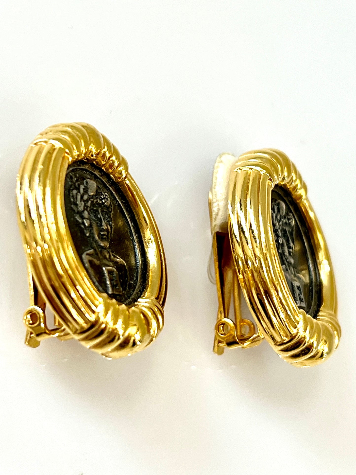 FENDI VINTAGE ROMAN COIN CLIP ON EARRINGS