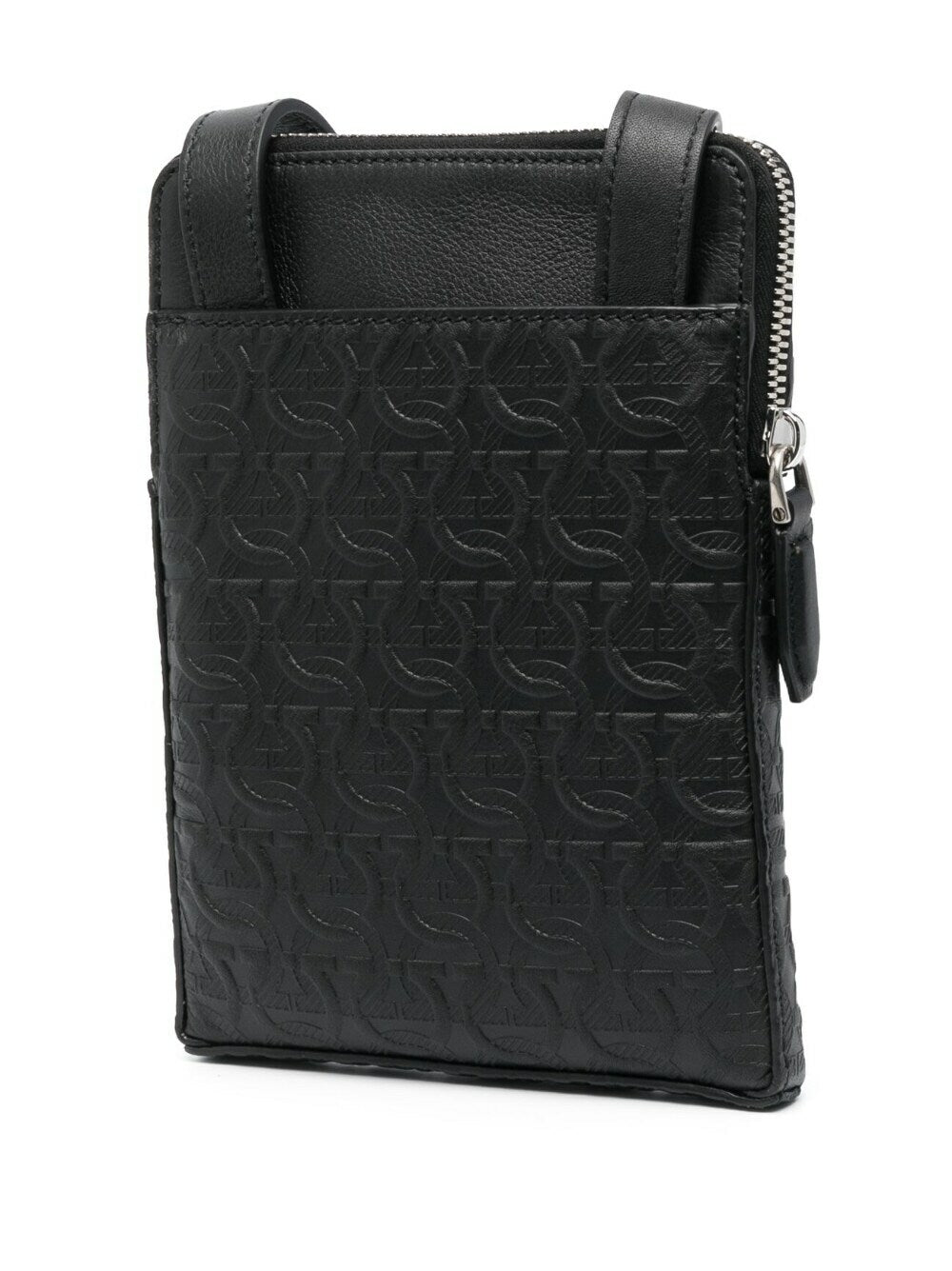 FERRAGAMO GANCINI EMBOSSED LEATHER SMALL MESSENGER BAG