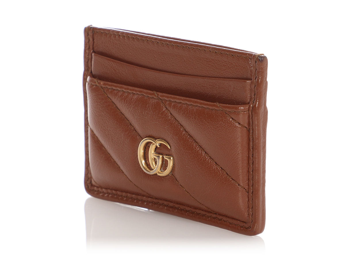 Gucci Brown MatelassÃ© GG Marmont Card Case