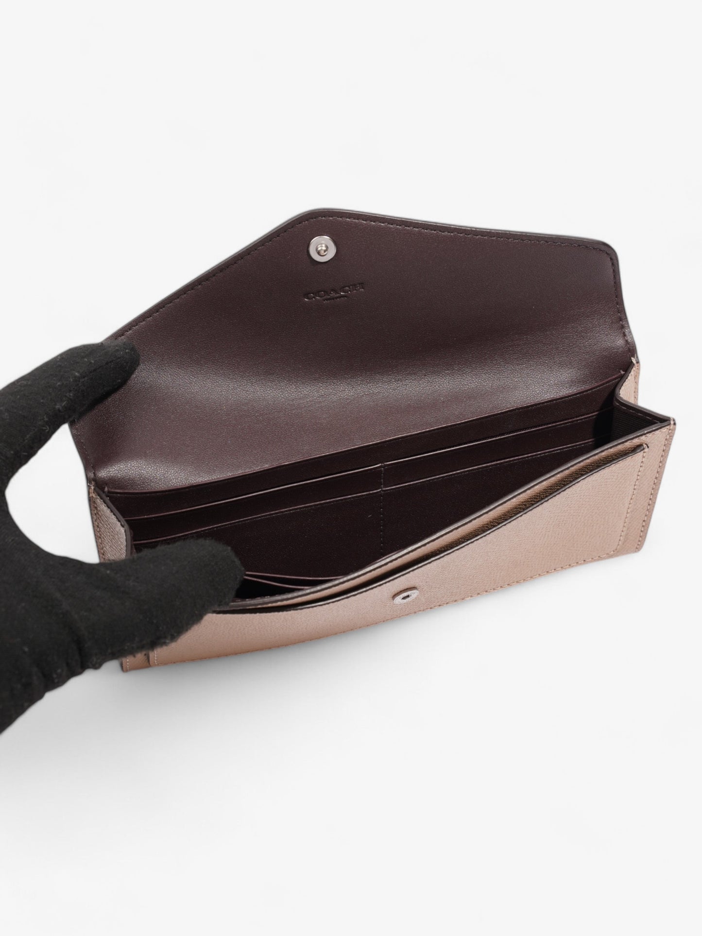 Coach Wyn Long Wallet Beige Leather