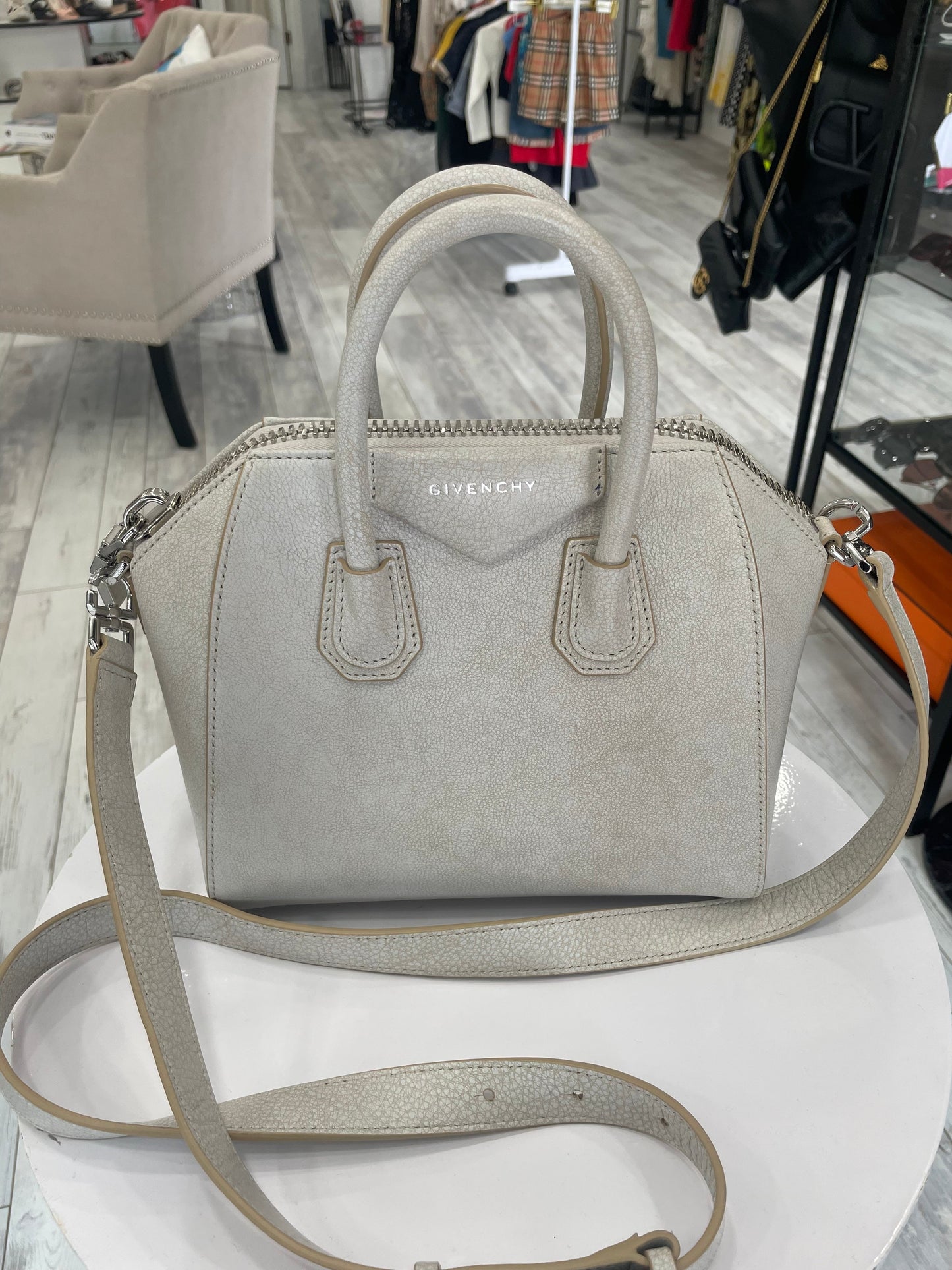 GIVENCHY AGED LEATHER MINI ANTIGONA TOP-HANDLE BAG