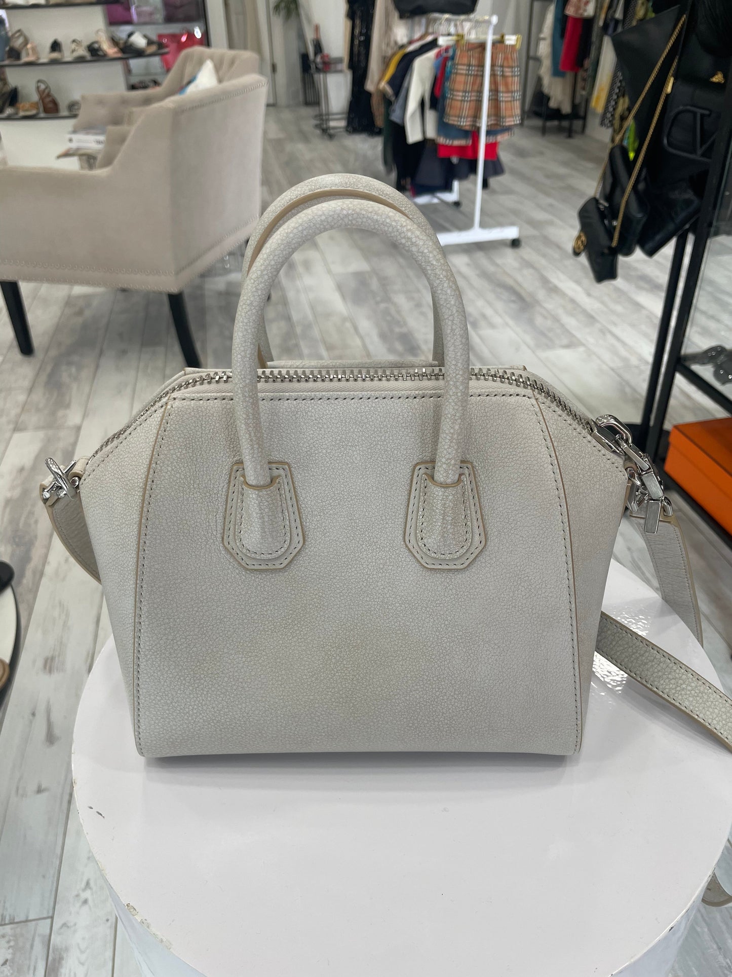 GIVENCHY AGED LEATHER MINI ANTIGONA TOP-HANDLE BAG