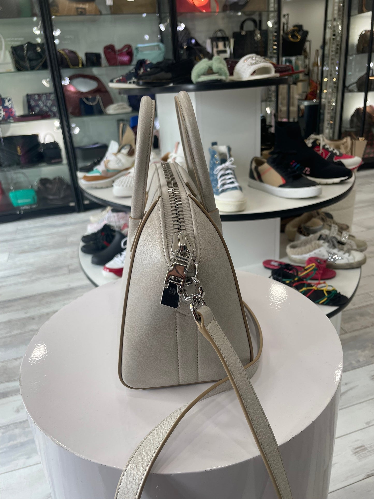 GIVENCHY AGED LEATHER MINI ANTIGONA TOP-HANDLE BAG