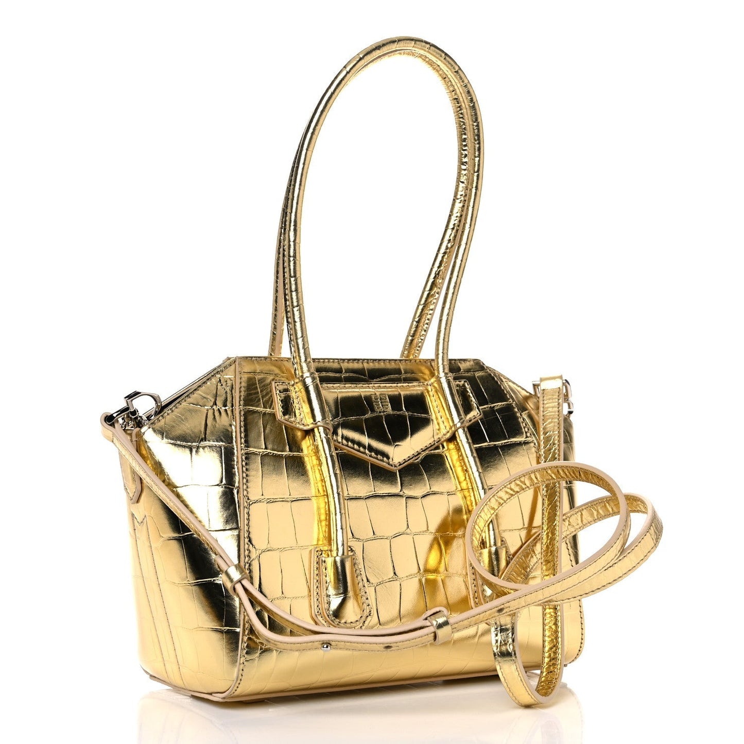 GIVENCHY CALFSKIN CROC EMBOSSED MINI LOCK ANTIGONA BAG