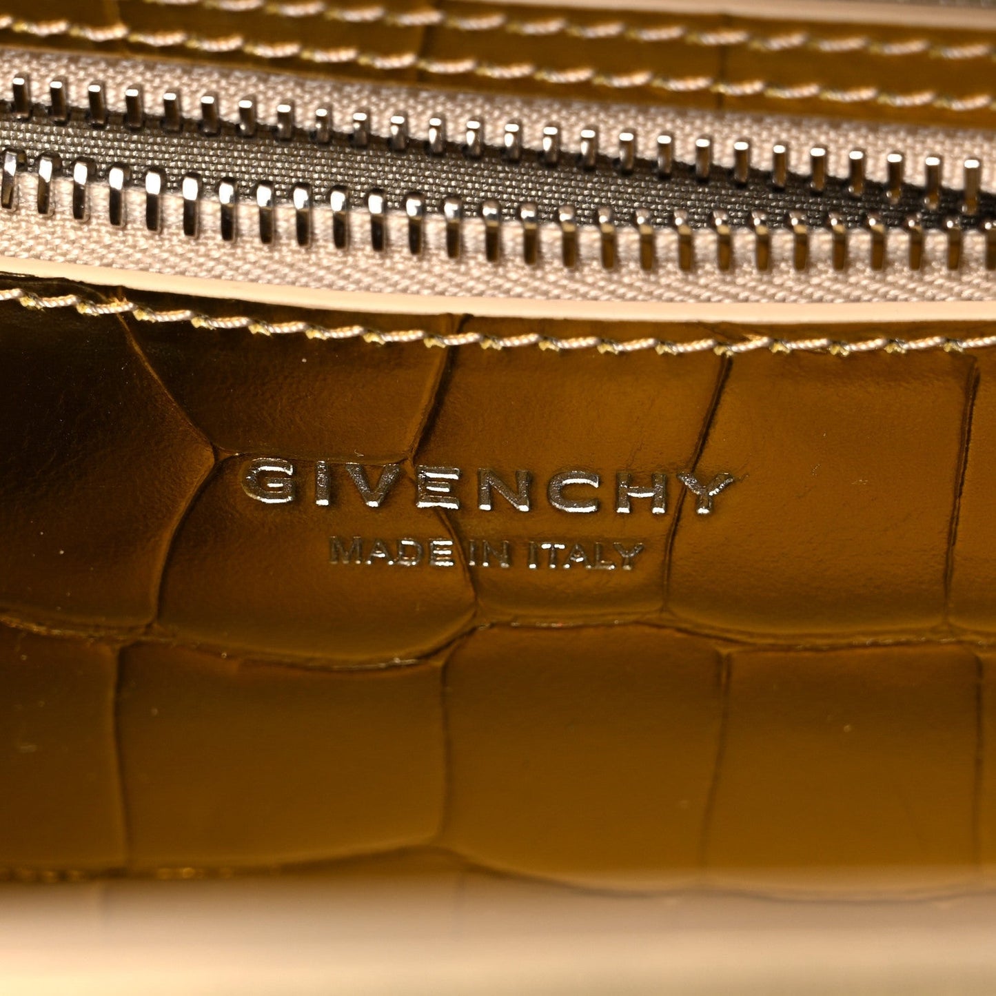 GIVENCHY CALFSKIN CROC EMBOSSED MINI LOCK ANTIGONA BAG