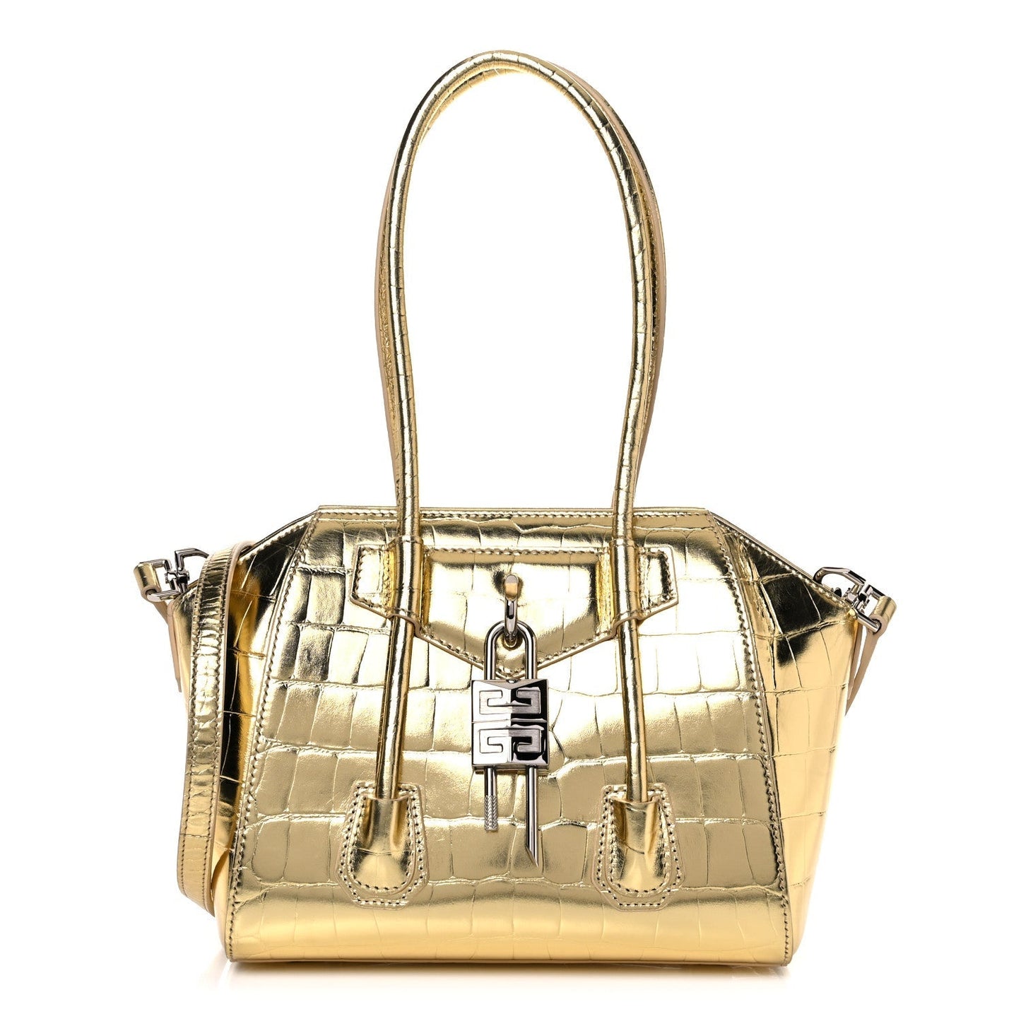 GIVENCHY CALFSKIN CROC EMBOSSED MINI LOCK ANTIGONA BAG