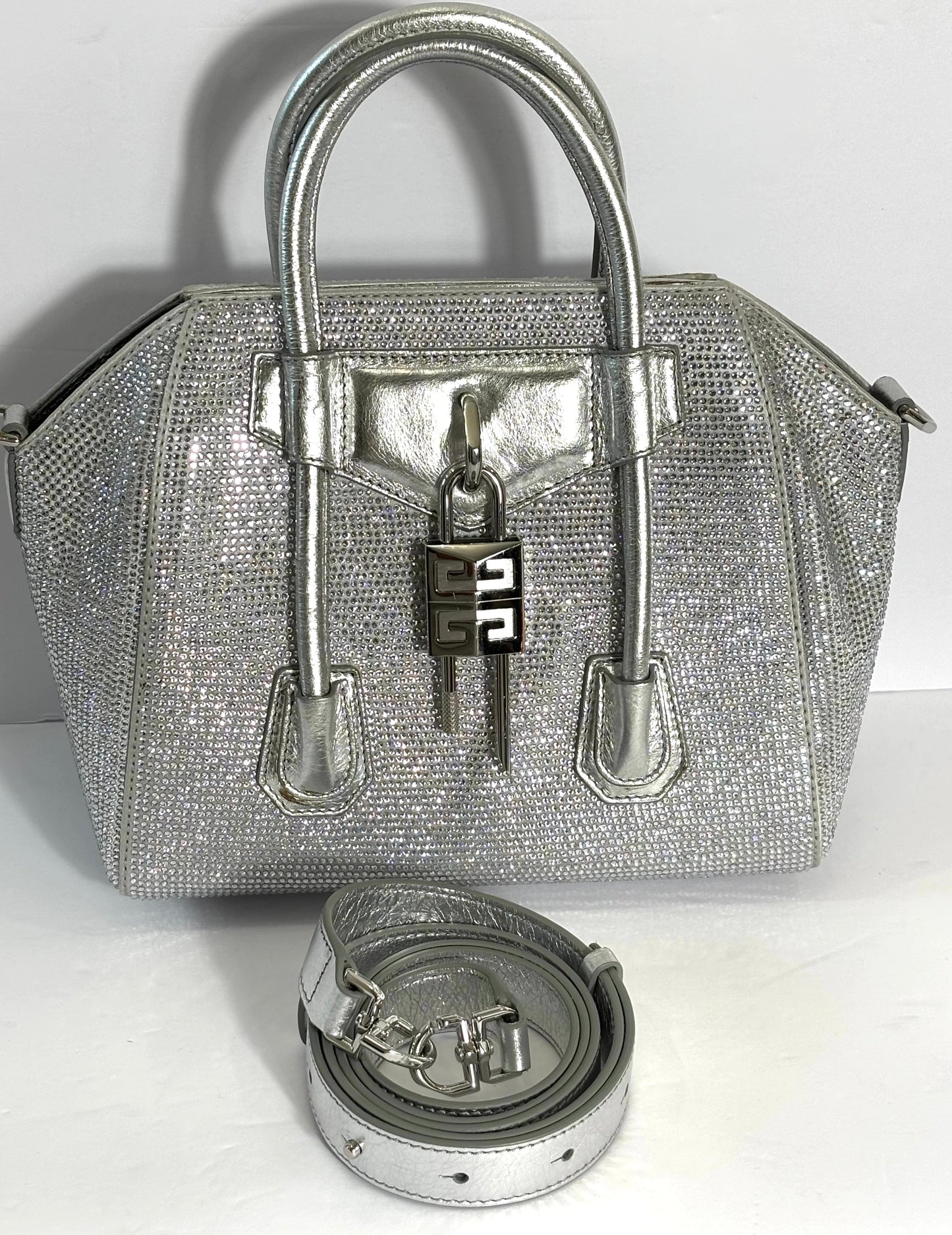 GIVENVHY CRYSTAL EMBELLISHED MINI LOCK ANTIGONA SHOULDER BAG