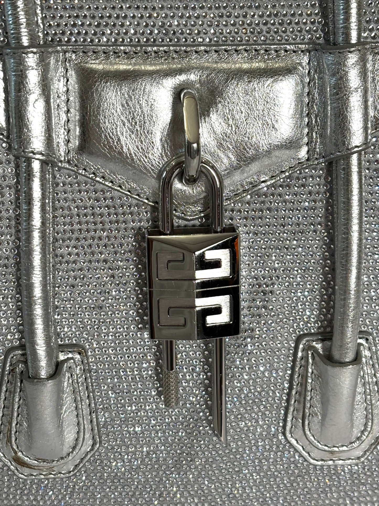 GIVENVHY CRYSTAL EMBELLISHED MINI LOCK ANTIGONA SHOULDER BAG