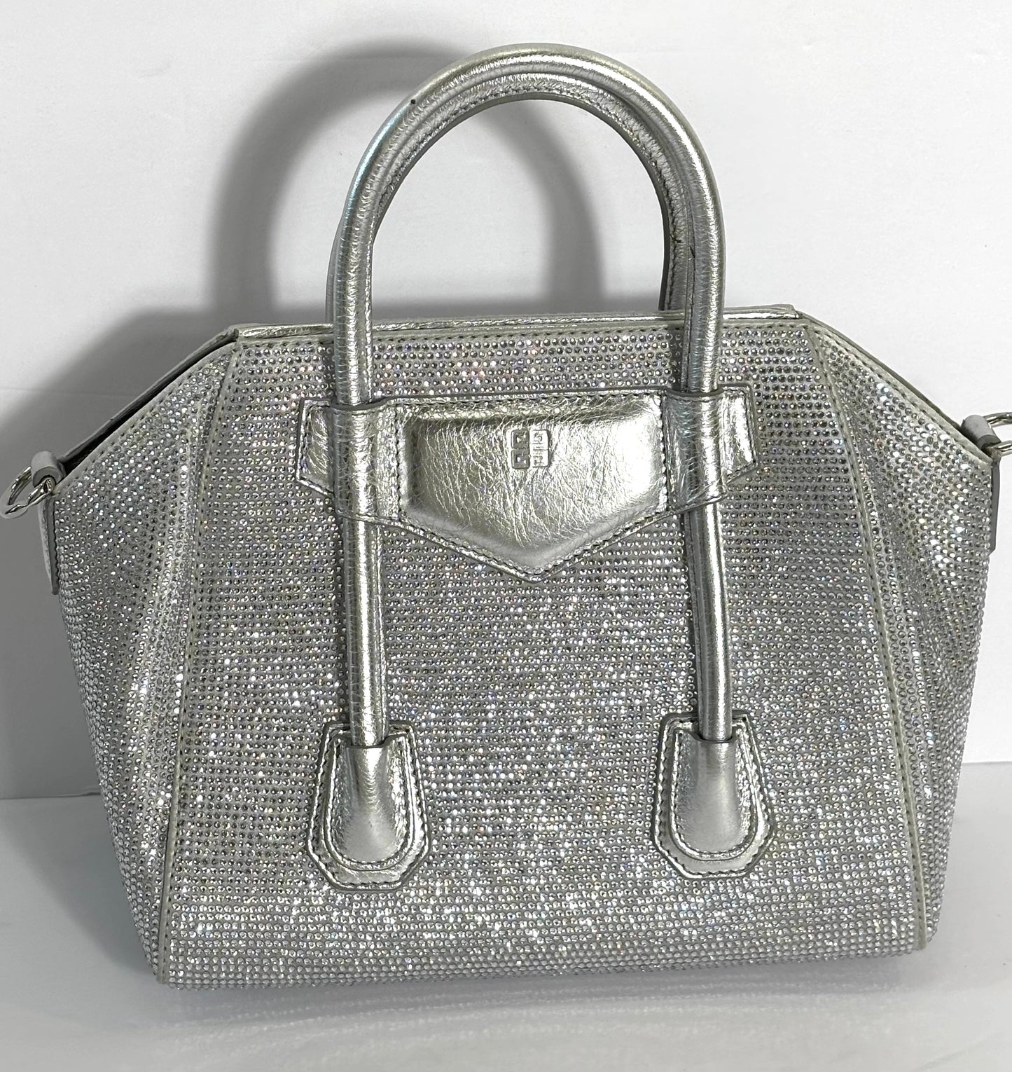 GIVENVHY CRYSTAL EMBELLISHED MINI LOCK ANTIGONA SHOULDER BAG