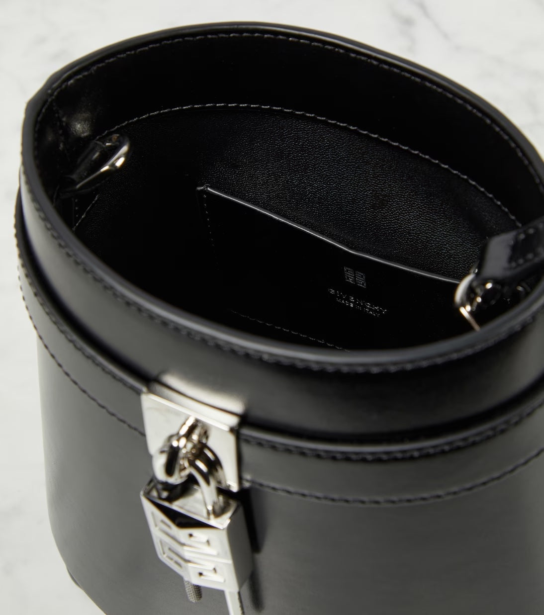 GIVENCHY SHARK LOCK LEATHER BUCKET BAG