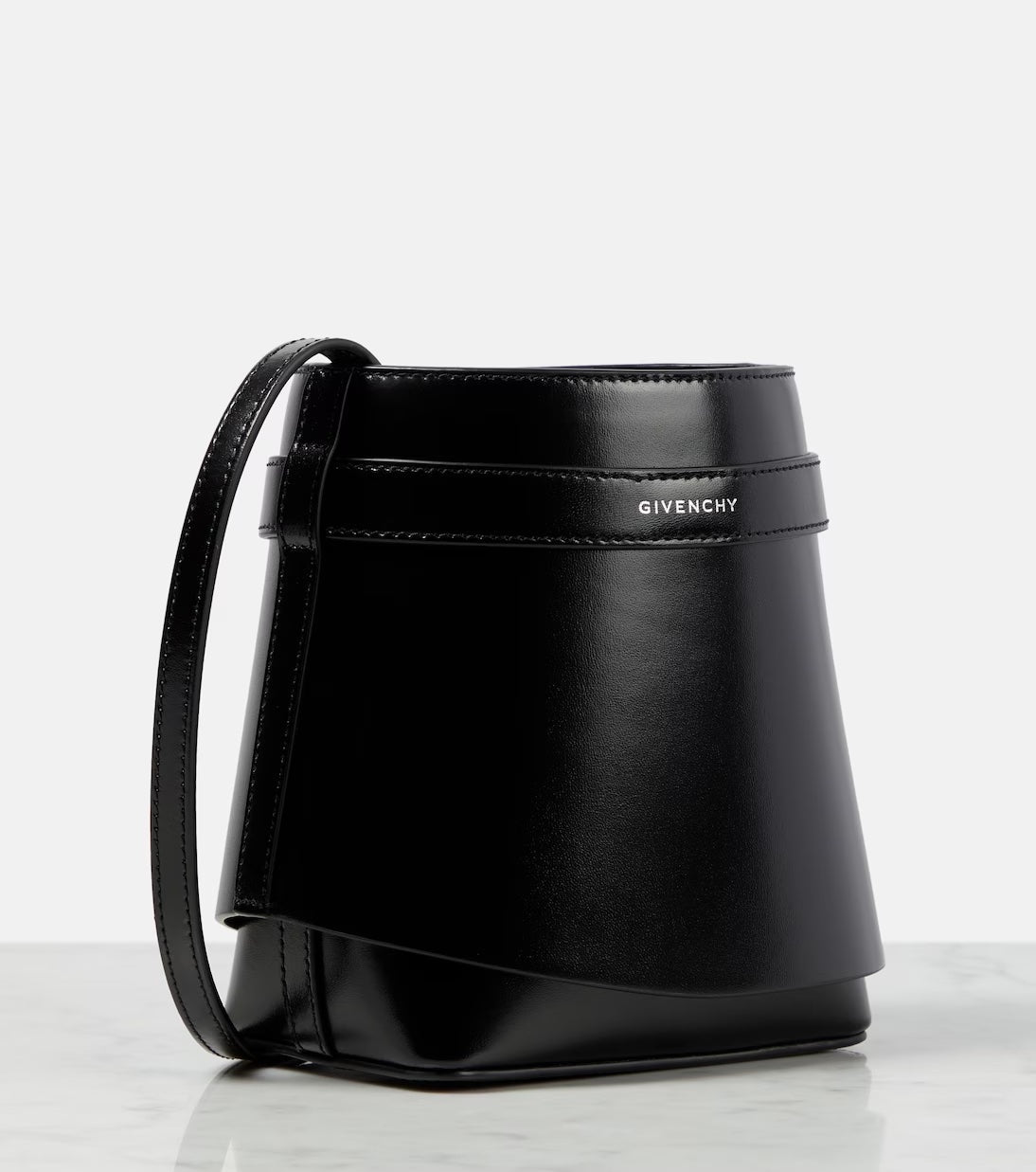 GIVENCHY SHARK LOCK LEATHER BUCKET BAG