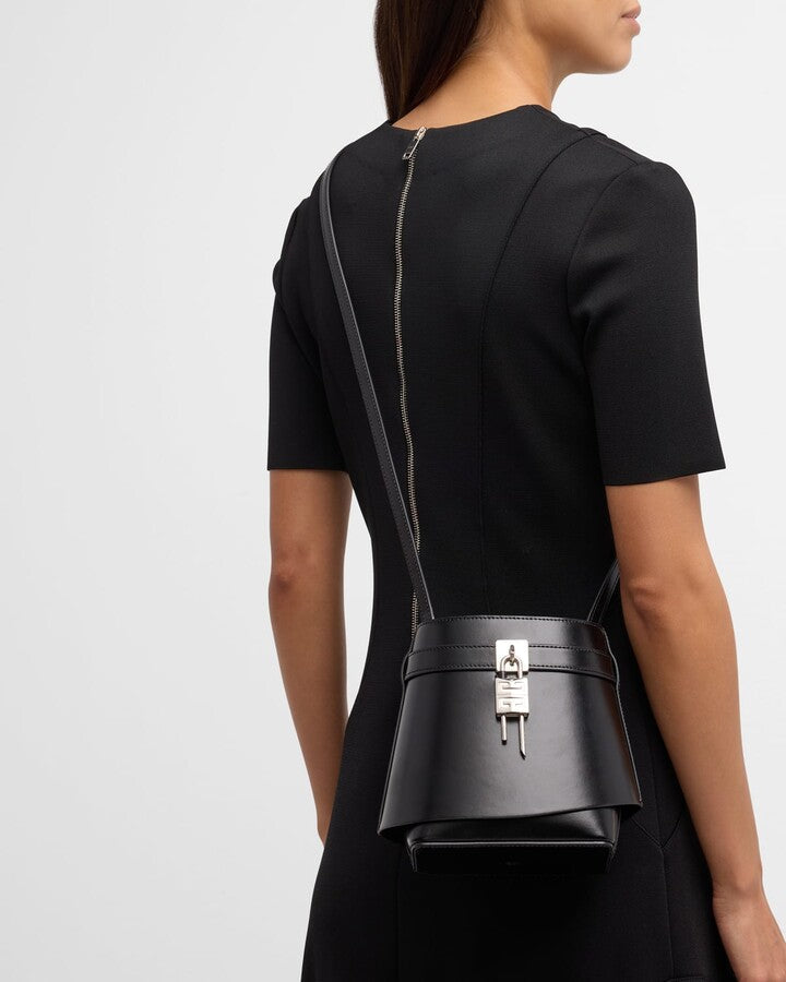 GIVENCHY SHARK LOCK LEATHER BUCKET BAG