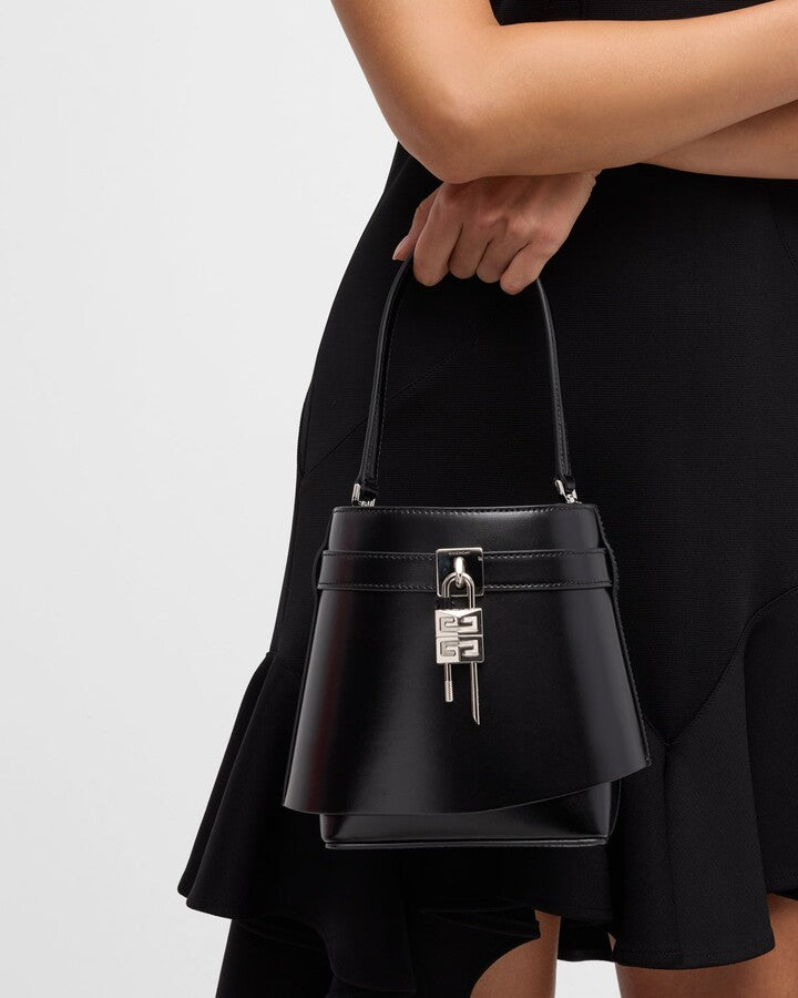 GIVENCHY SHARK LOCK LEATHER BUCKET BAG