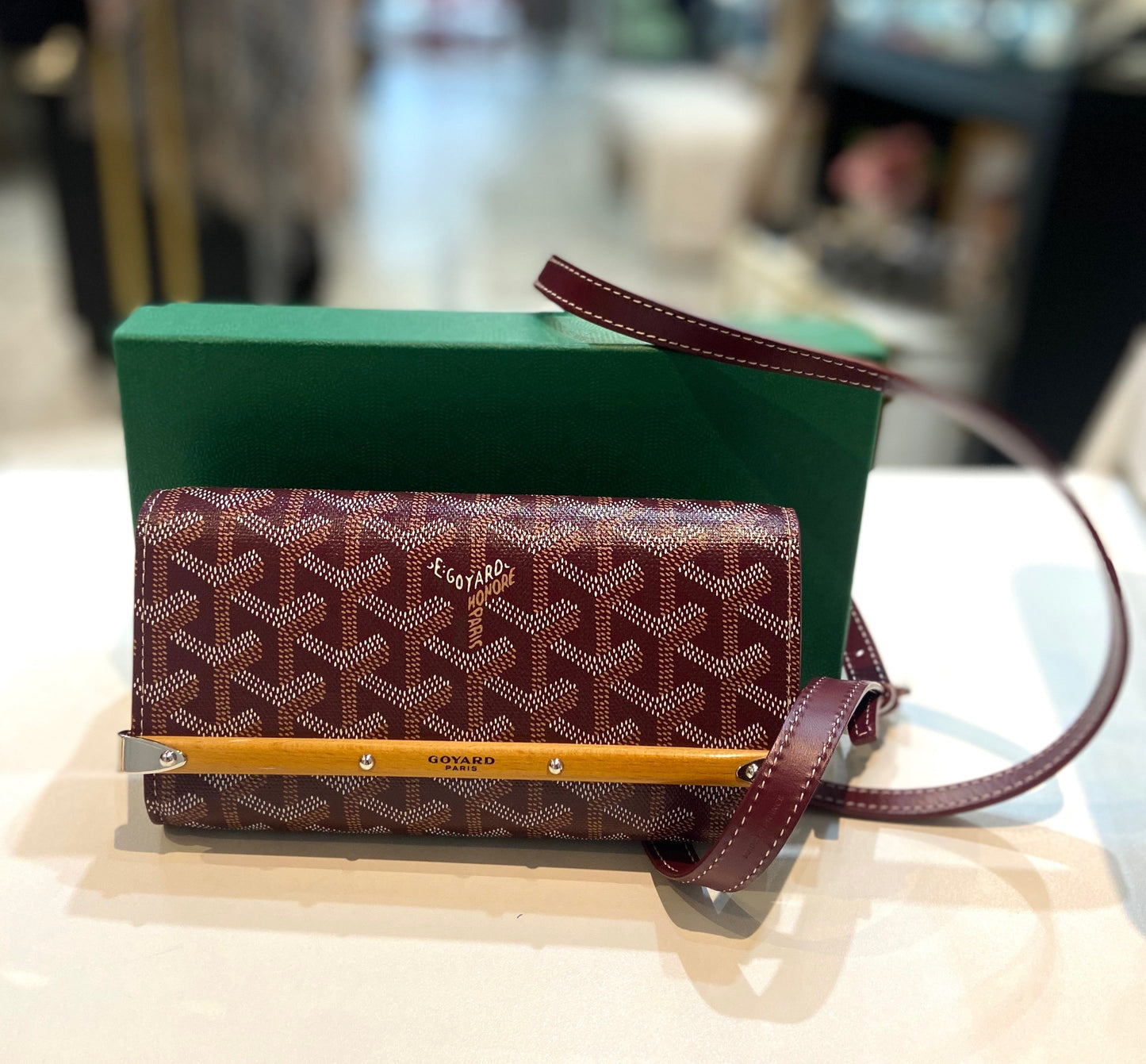 GOYARD GOYARDINE MONTE CARLO BOISE PM CLUTCH WITH SHOULDER STRAP