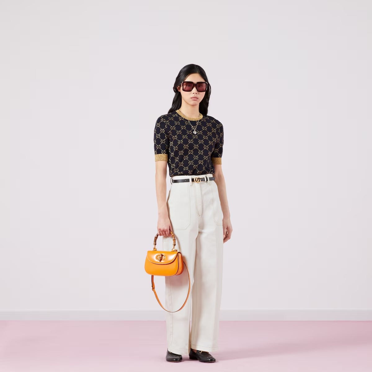 GUCCI BAMBOO 1947 SMALL TOP HANDLE CALFSKIN LEATHER BAG