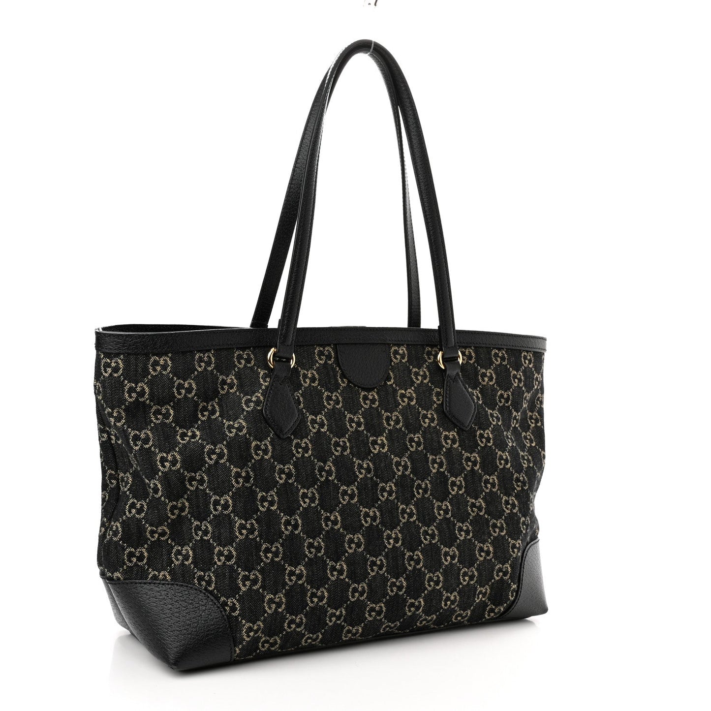 GUCCI JACQUARD GG MONOGRAM OPHIDIA MEDIUM DENIM TOTE BAG