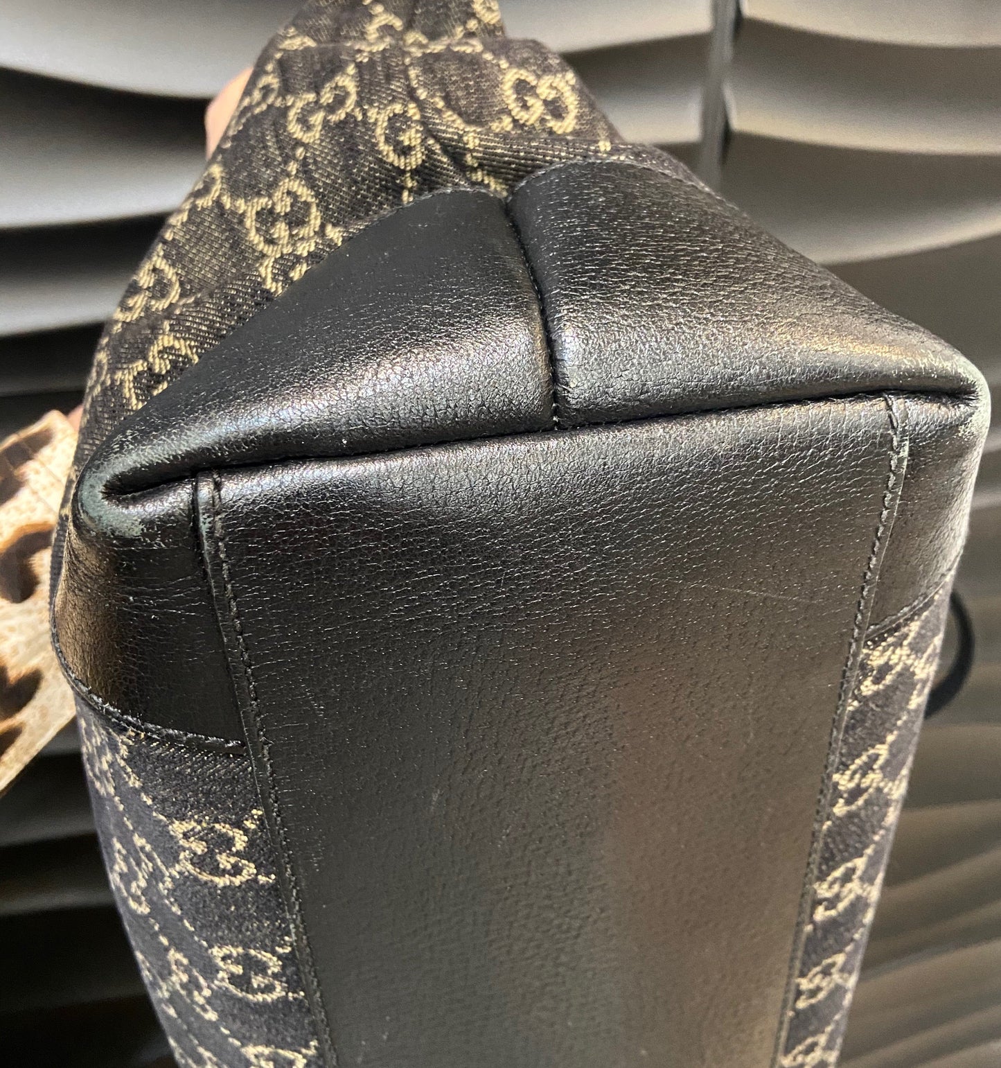GUCCI JACQUARD GG MONOGRAM OPHIDIA MEDIUM DENIM TOTE BAG