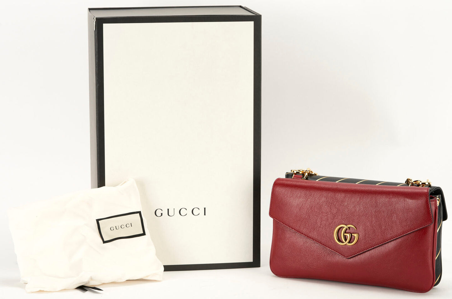 GUCCI CALFSKIN GG MEDIUM THIARA DOUBLE ENVELOPE SHOULDER BAG