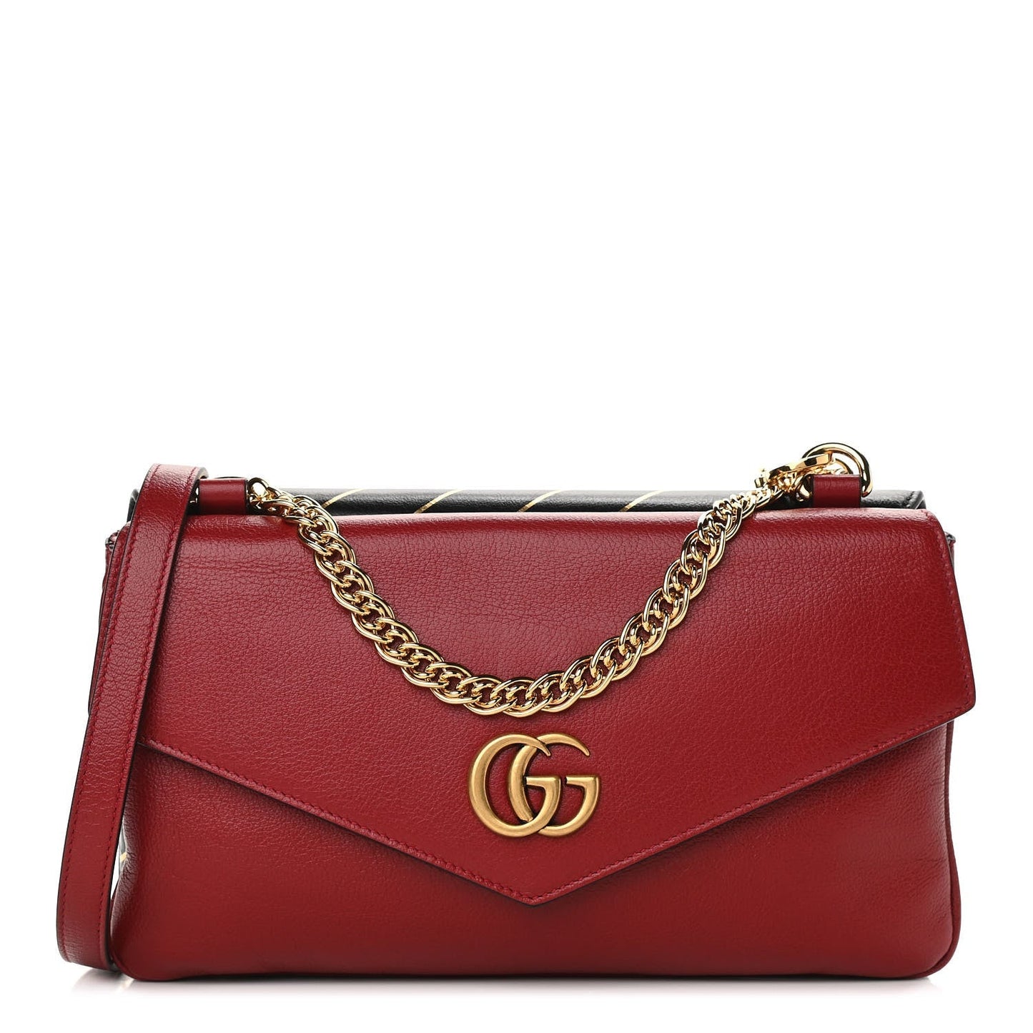 GUCCI CALFSKIN GG MEDIUM THIARA DOUBLE ENVELOPE SHOULDER BAG