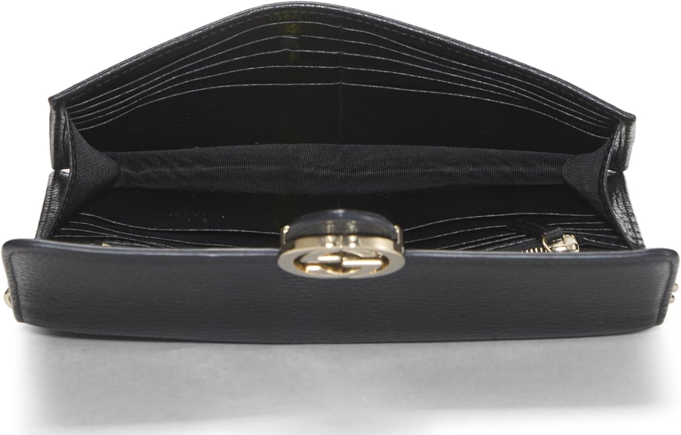 GUCCI CALFSKIN LEATHER INTERLOCKING G WALLET ON A CHAIN